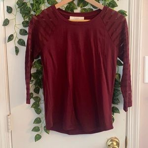 Ann Taylor Loft 3/4 length maroon shirt